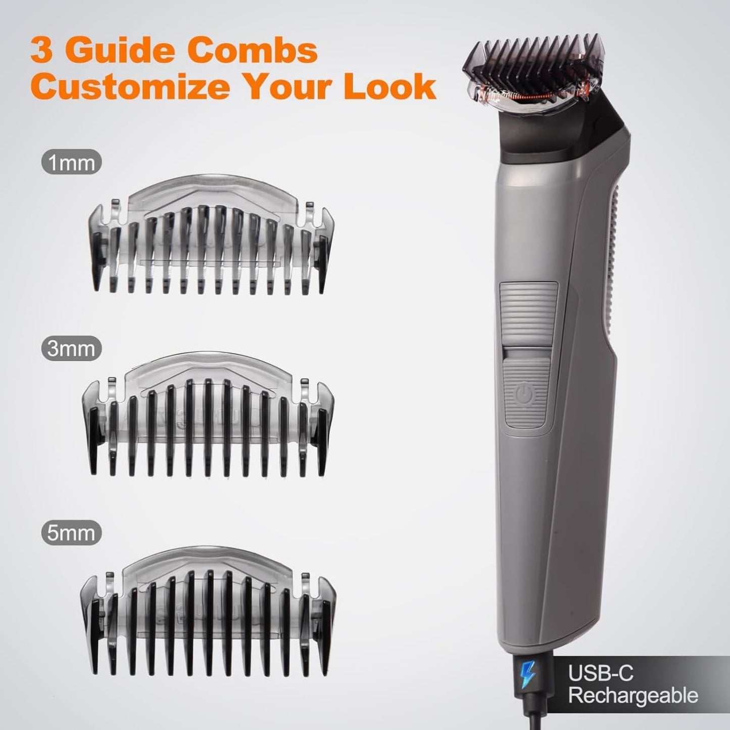 Gaocthiy Body Hair Trimmer for Men, Body Trimmer for Beard Sideburns Necklines Precision Trimming, Groin Ball Trimmer for Pubic Hair, Rechargeable Groomer, Shaver with USB-C, Replaceable Heads