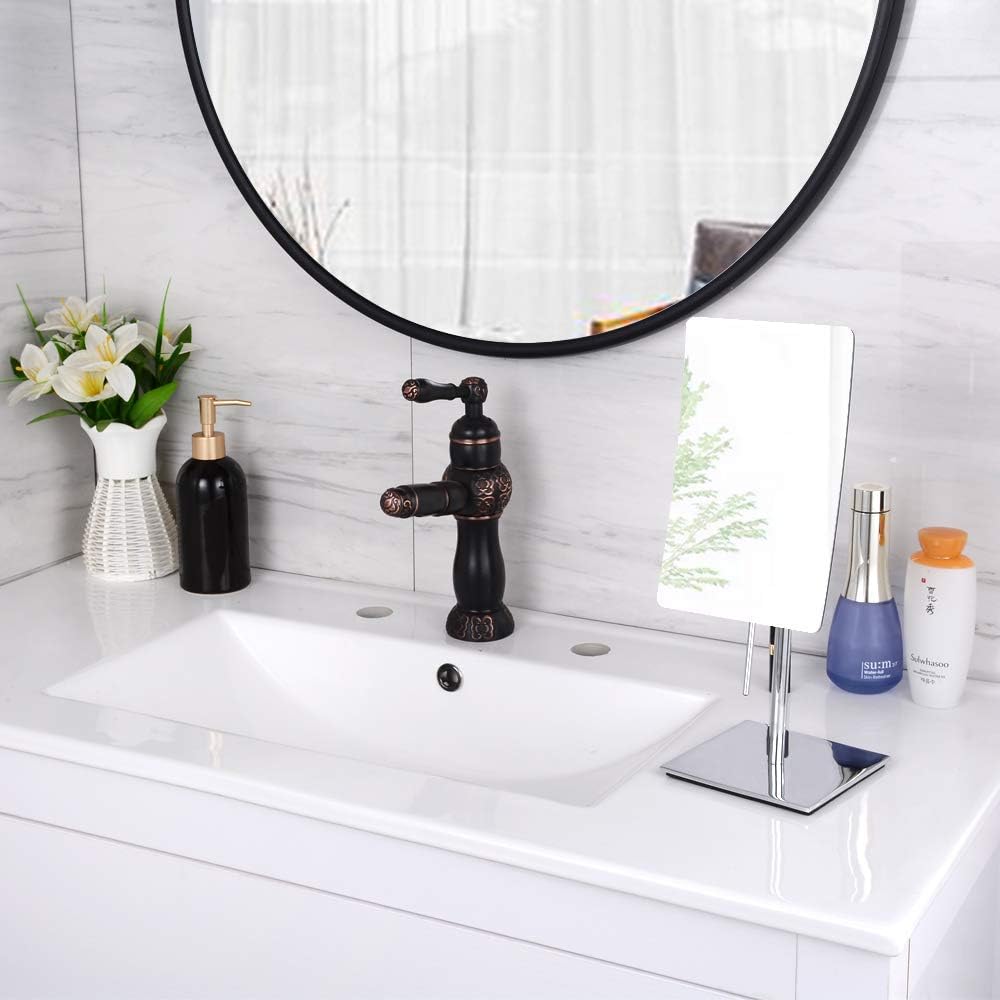 Rectangular Vanity Makeup Mirror - 3X Magnification, Polished Chrome | 304 Stainless Steel for Hotel Bathrooms