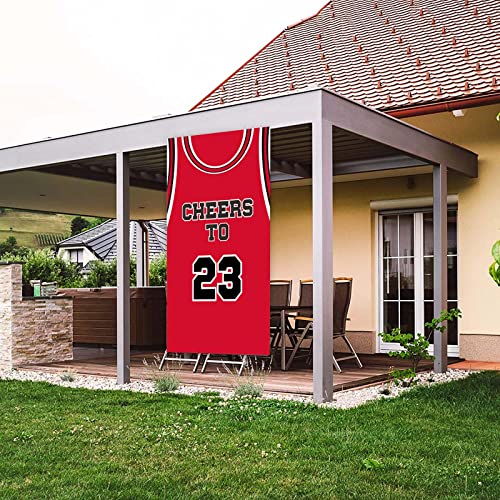 23rd Birthday Basketball Banner - Red Sports Theme Decor