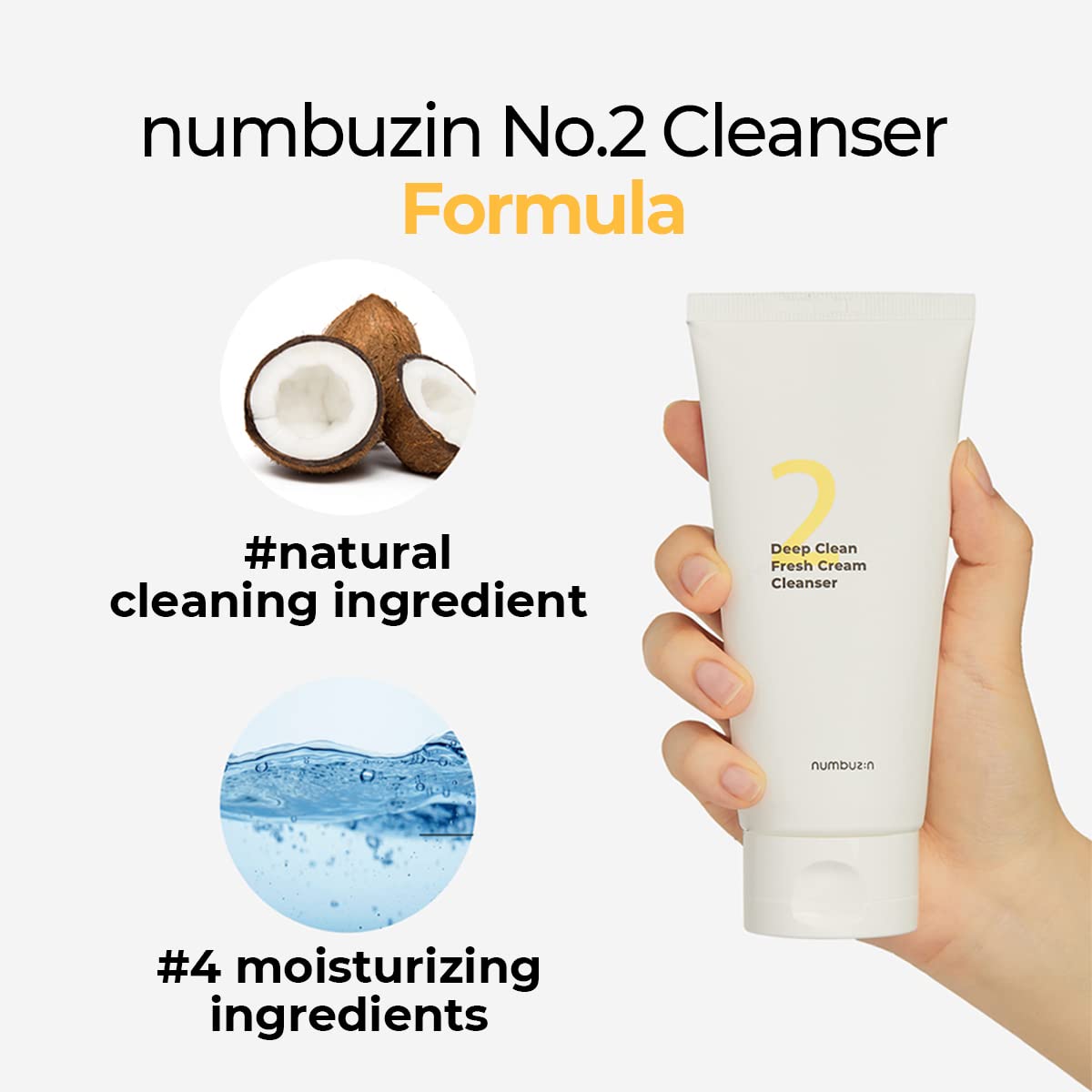 Numbuzin No.2 Cleansing Foam - Deep Clean Cream Cleanser for Blackheads & Excess Oil | 4.05 fl. oz.