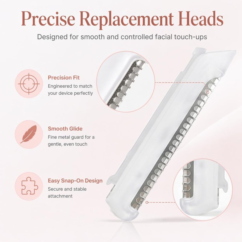 20-Pack Replacement Blades Compatible with Finishing Touch Flawless Dermaplane Glo, Facial Exfoliator & Peach Fuzz Hair Remover Tool Refills, Stainless Steel