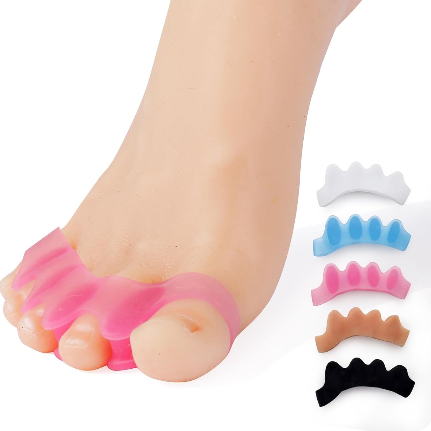 ActiveFlow Blue Toe Spacers - Bunion Corrector & Hammer Toe Straightener | Gel Toe Separators for Running & Yoga (2 Pairs)