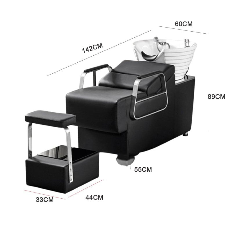 Shampoo Bowl Chair Shampoo Barber Classic Chair, Ceramic Station for Spa Beauty Salon,Gray