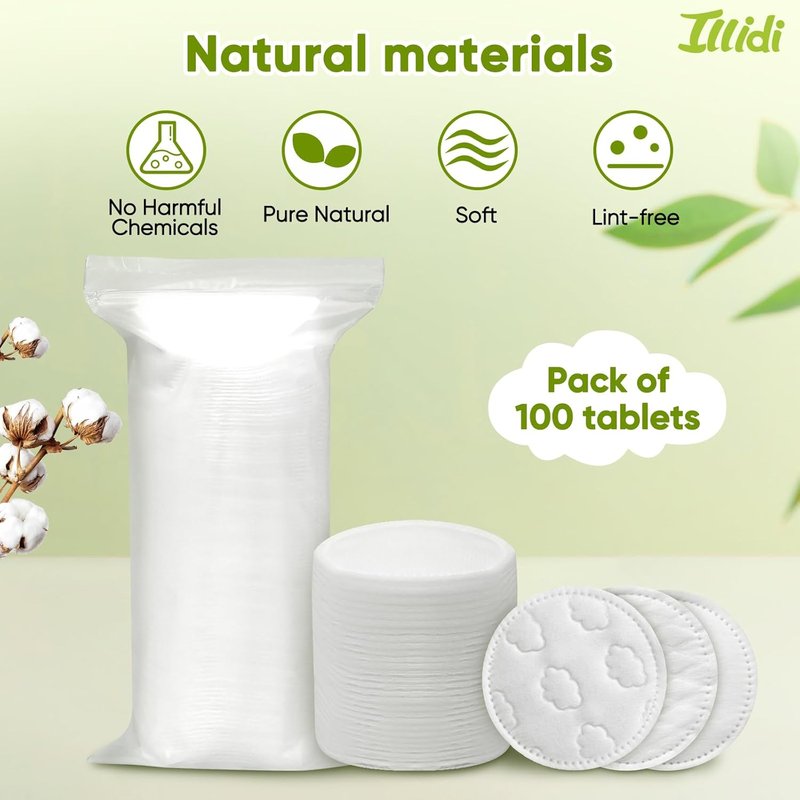 300-Count Embossed Cotton Rounds - Lint-Free, Dual-Sided Soft Pads for Makeup Removal & Skincare | 3 Unique Patterns
