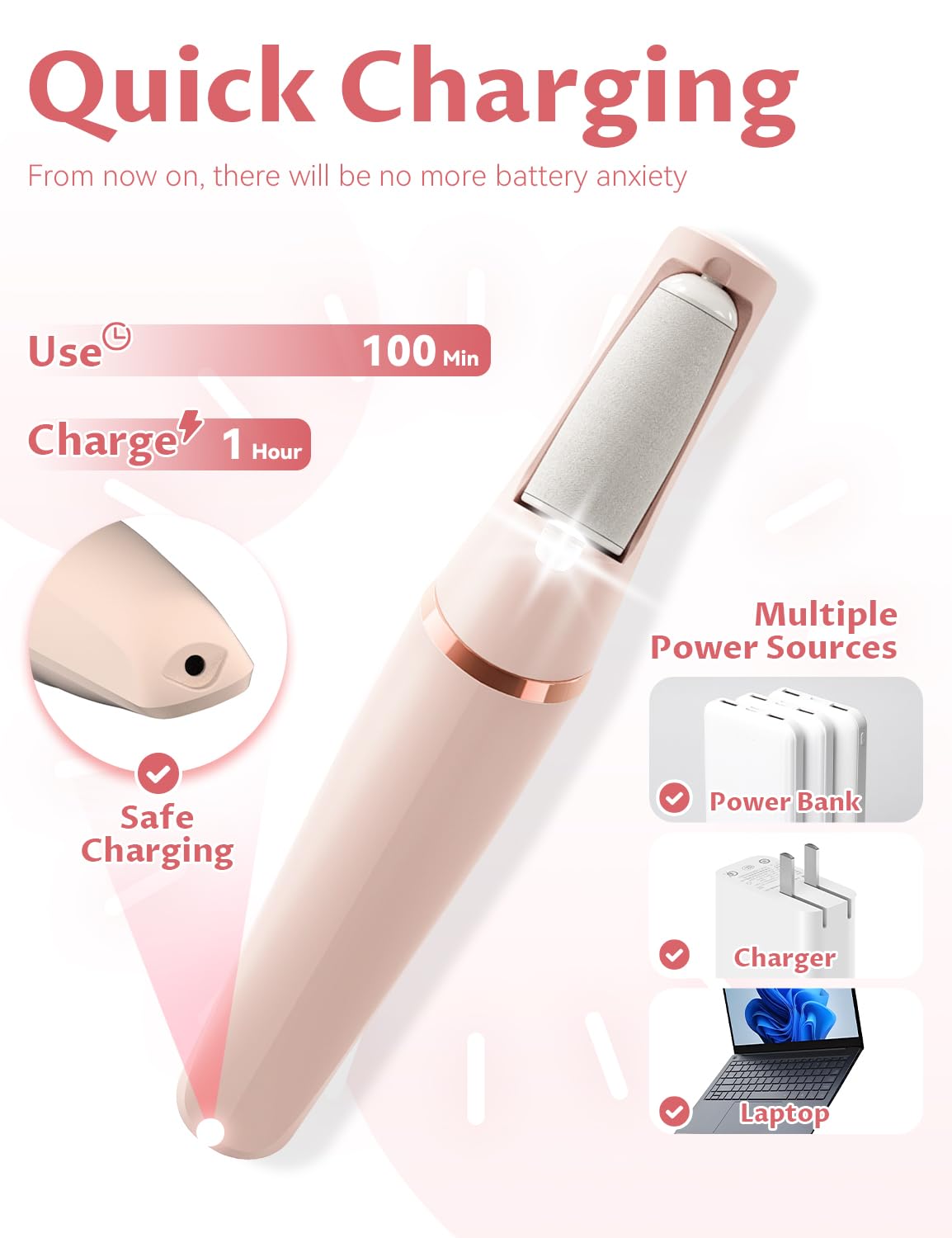 Silk 3 Pro Callus Remover, Upgraded 3rd Electric Callus Removers for Feet, Foot File Callus Remover Pedicure Tools with 2 Speeds, for Dry/Calluses/Cracked/Hard Skin - Soft Smooth Skin (White)
