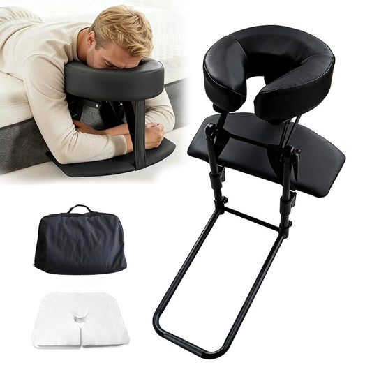 ErgoHolder Massage Headrest for Bed, Portable Home Use Massage Table Face Cradle Kit for Sleeping Mattress, Face Down Pillow After Eye Surgery with Handrest Storage Bag & Disposable Headrest Covers