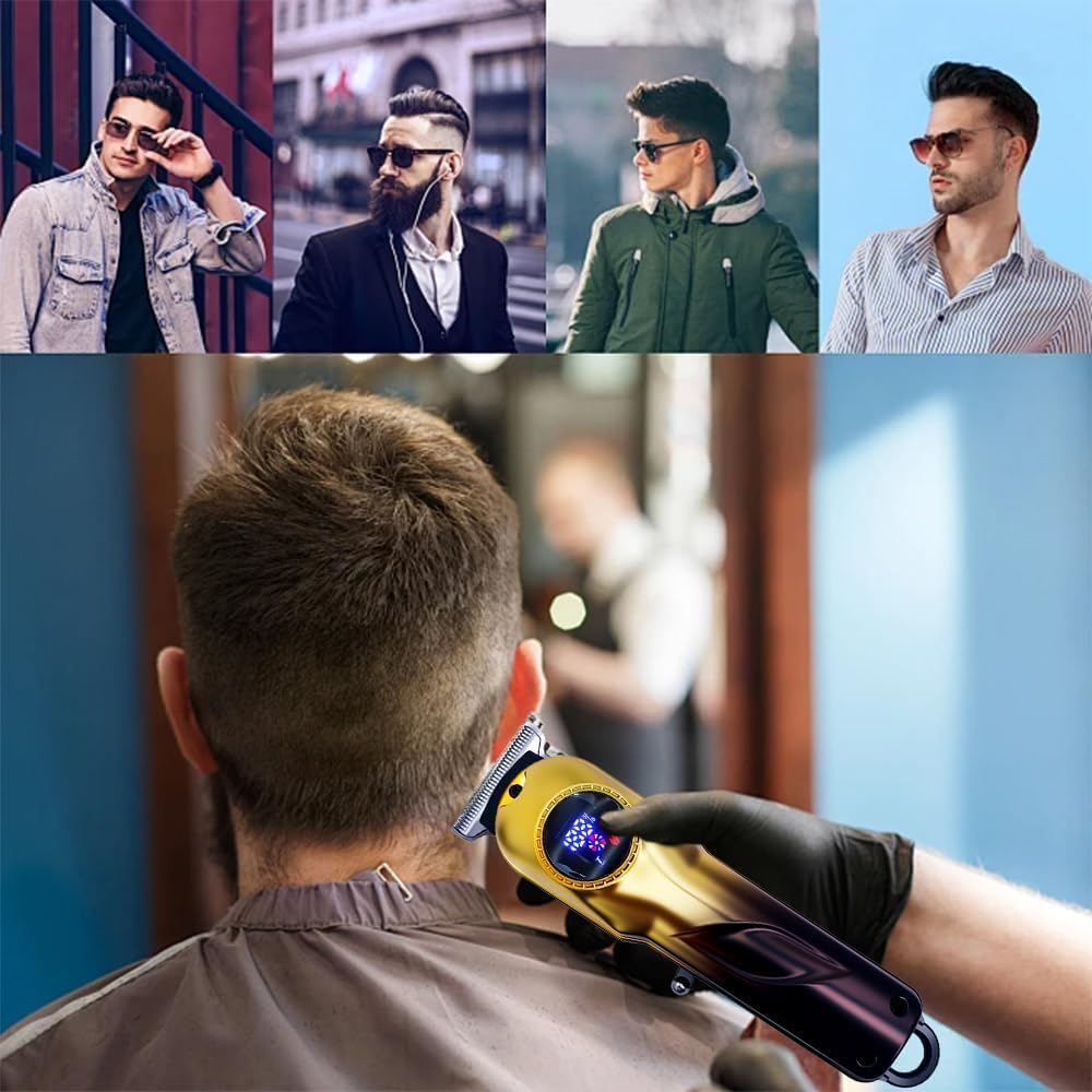 Professional Hair Clippers for Men, Cordless Hair Clippers & Hair Trimmer Set, Barber Clippers for Hair Cutting with LCD Display Clippers for Men Father (Gradient)