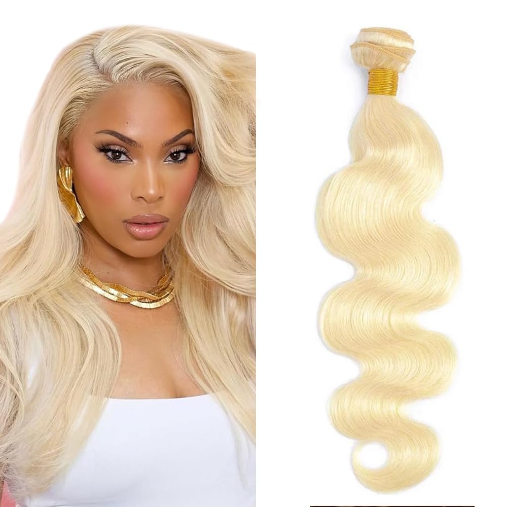 32 inch AuokMar Blonde Bundles Human Hair 613 Body Wave Bundles 50g Double Weft 8A Grade 613 Blonde Body Wave Bundle Human Hair Extensions