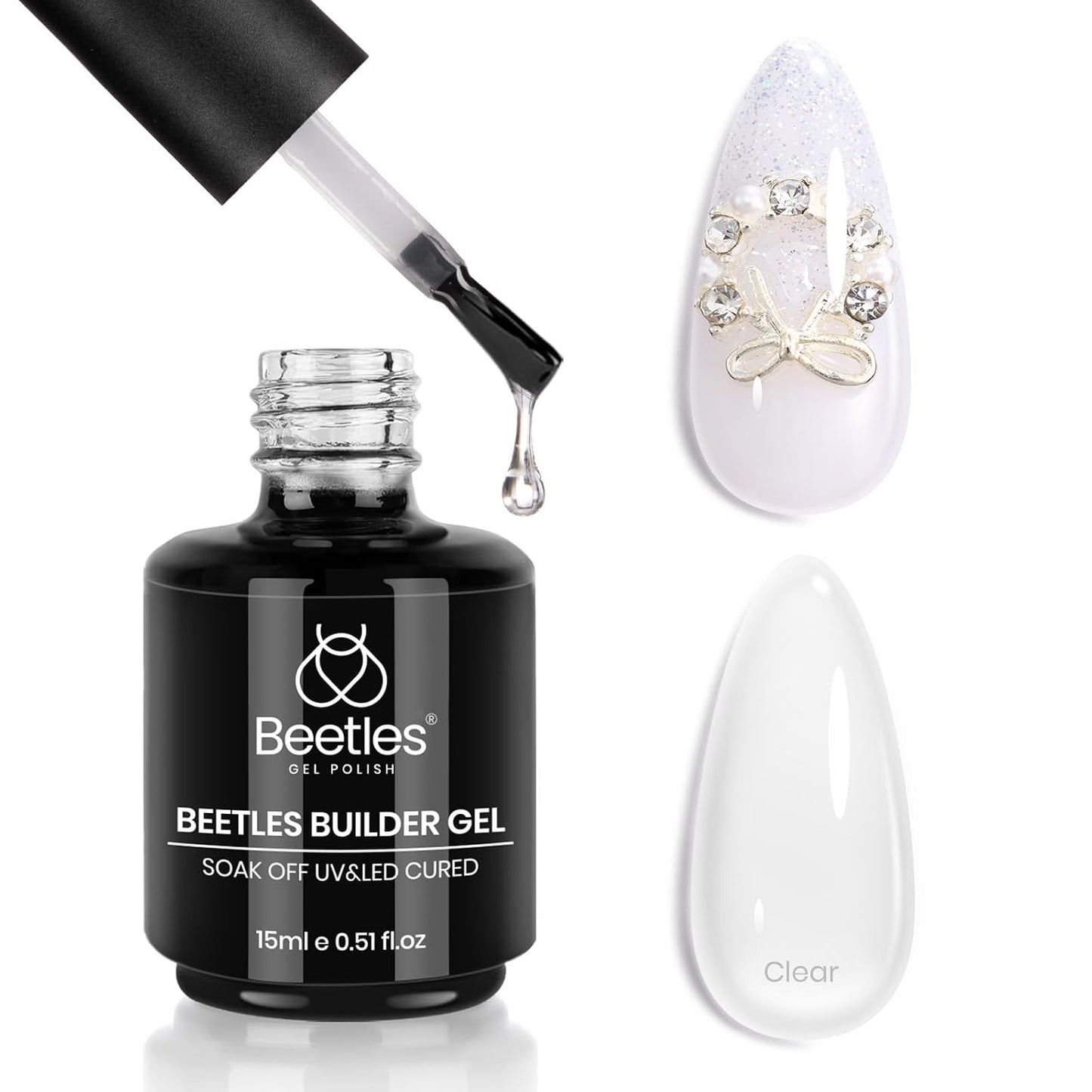 Beetles Builder Gel Set - HEMA-Free Nail Extension Gel | 6 Peach Colors, 8-in-1 Strengthening Formula for DIY Nail Art