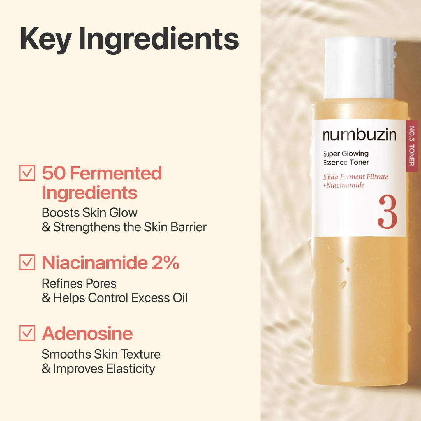 Numbuzin No.3 Super Glowing Essence Toner - Hydrating Bifida & Niacinamide Formula | 6.76 fl oz (200ml)