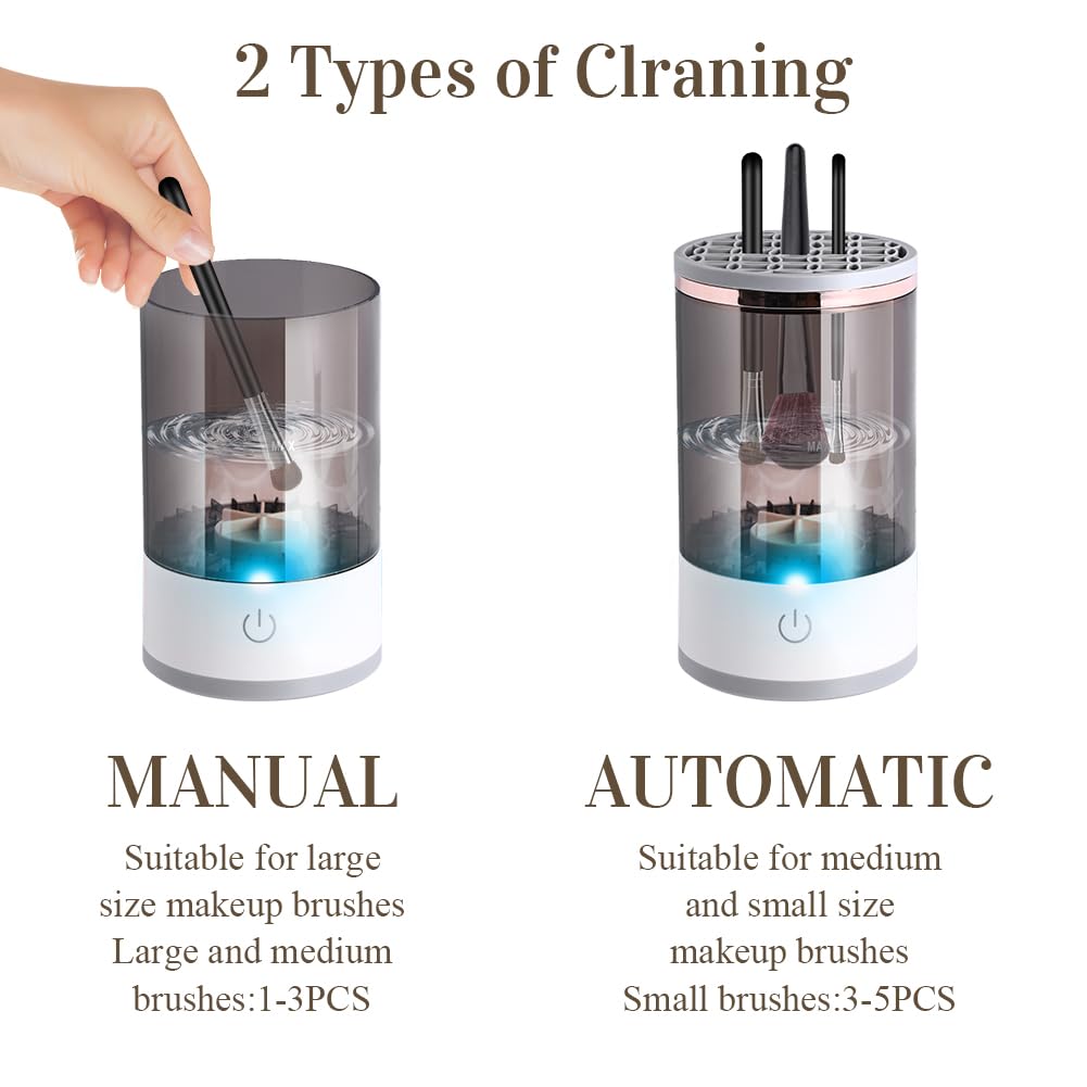 Electric Makeup Brush Cleaner, Abnaok Makeup Brush Cleaner Machine with Brush Clean Mat, Automatic Cosmetic Brush Cleaner Makeup Brush Tools for All Size Beauty Makeup Brushes Set, Gift for Women Wife