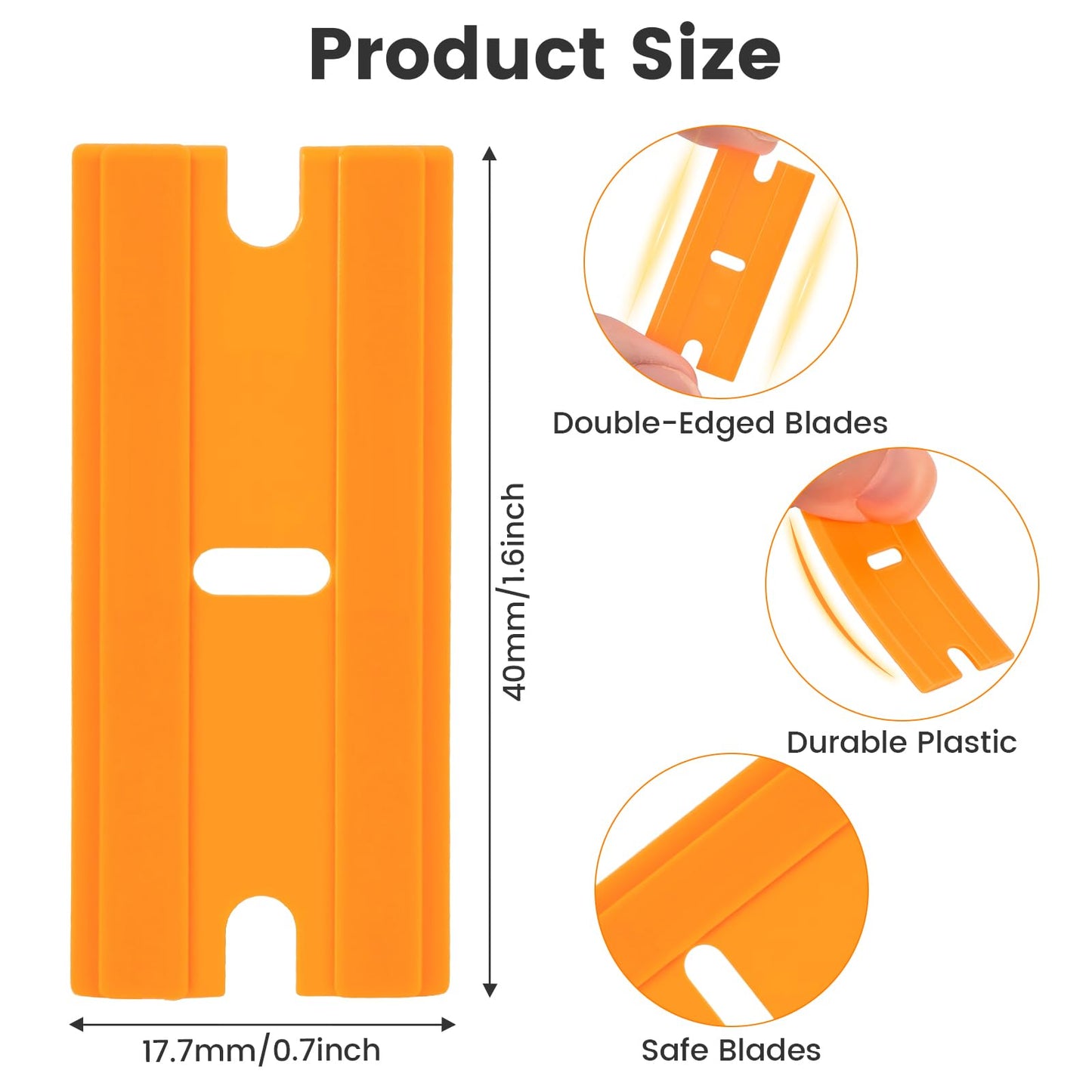 Aleric 200Pieces Plastic Razor Blades, Double Edged Plastic Blade for Scraper, Safety Razor Blades for Removing Labels, Stickers, Cleaning Glass Window, Replacement Scraper Blades