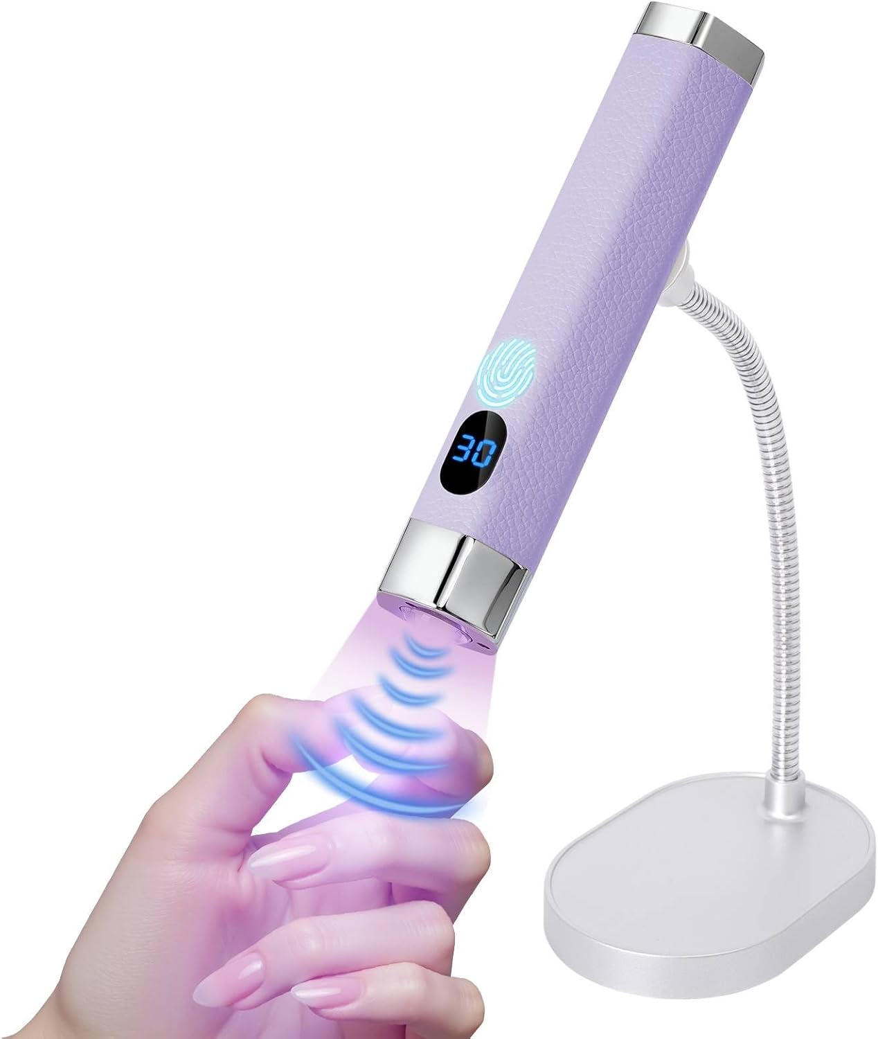 Handheld Mini Nail Lamp - Portable UV Light with Magnetic Stand & Smart Sensor | Fast Curing Gel Nails (Purple)
