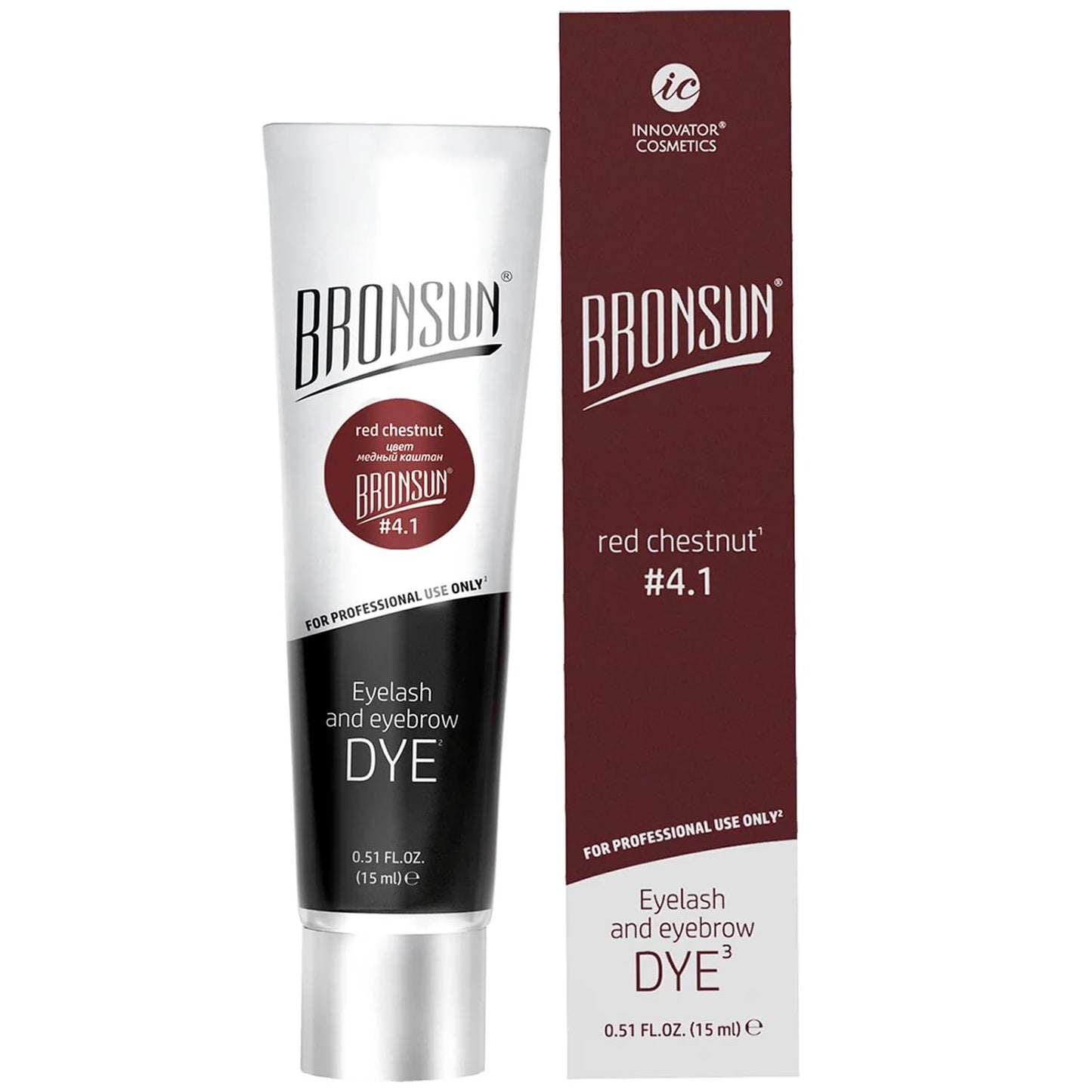 BRONSUN Brow & Lash Enhancer – Red Chestnut #4.1 – Vibrant & Defined Look – 15ml / 0.51 Fl.Oz.