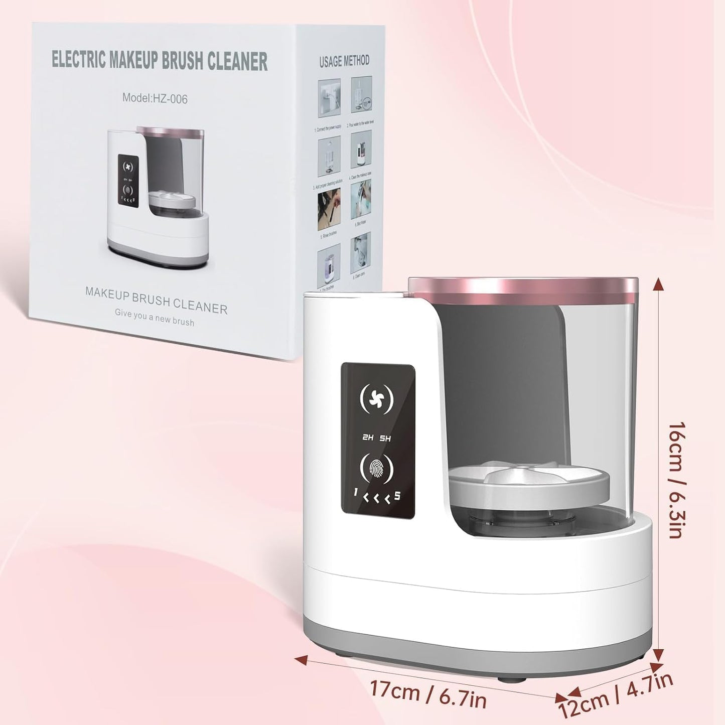 Electric Makeup Brush Cleaner Machine - Portable Automatic USB Tool for All Sizes | White