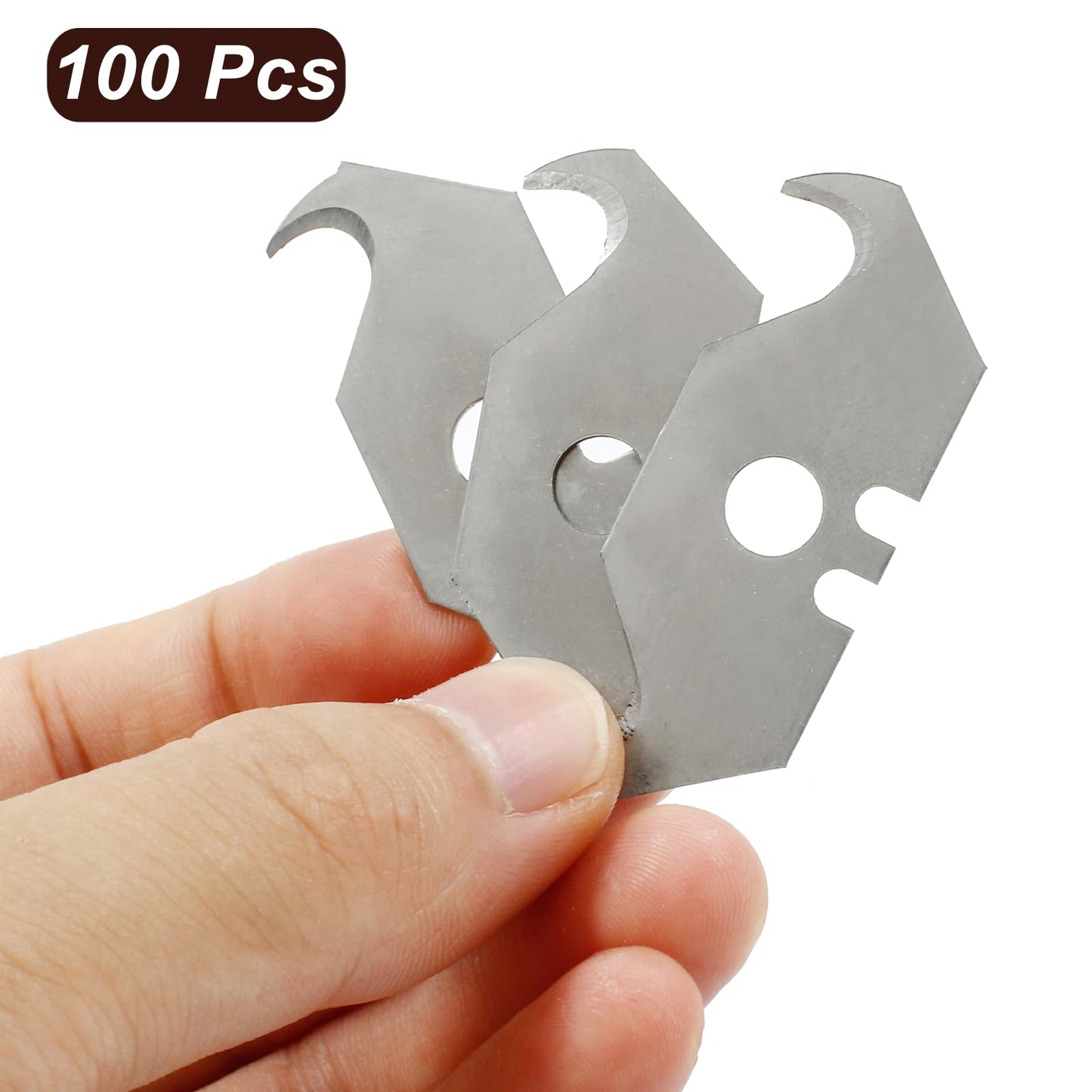 Litoexpe 100 Pcs Hook Blade Utility Knife, SK5 Carbon Steel Replacement Blades with Plastic Case