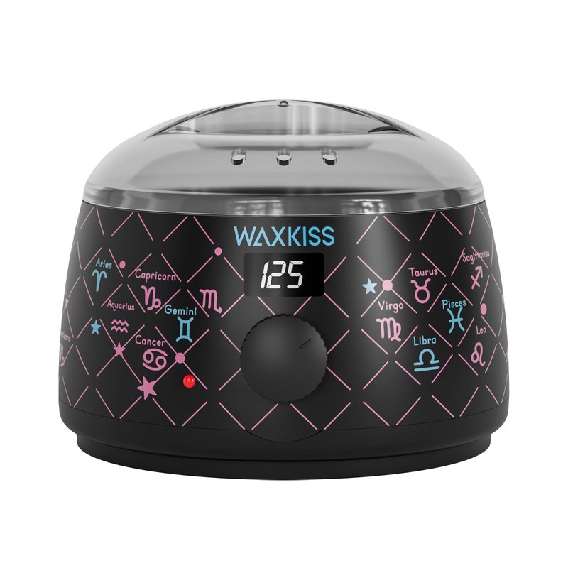 Waxkiss Digital Wax Warmer, 14oz Non-Stick Silicone Pot Hair Removal Heater, Zodiac Prints, Adjustable Temperature with See-Through Lid for Women Men
