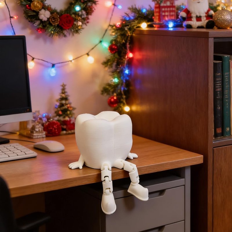 3D Printed White Tooth Figurine | Cute Desk Decor for Doctor's Office