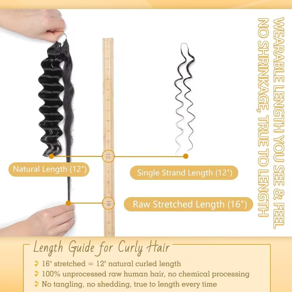 Human Crochet Hair for Black Women - 24 Inch Deep Ocean Wave Bundles | Pre-Separated 120 Strands, 150G