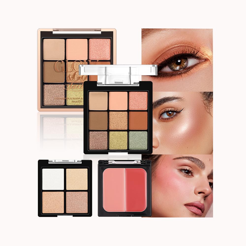 Warm Neutral Nude Eyeshadow Palette - Matte & Shimmer, High Pigment | Mini Everyday Makeup for All Eye Colors