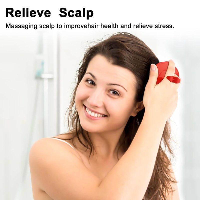 Scalp Scrubber Shampoo Brush - 4 Pack Scalp Massager for Hair Growth | 2 Black + 2 Red
