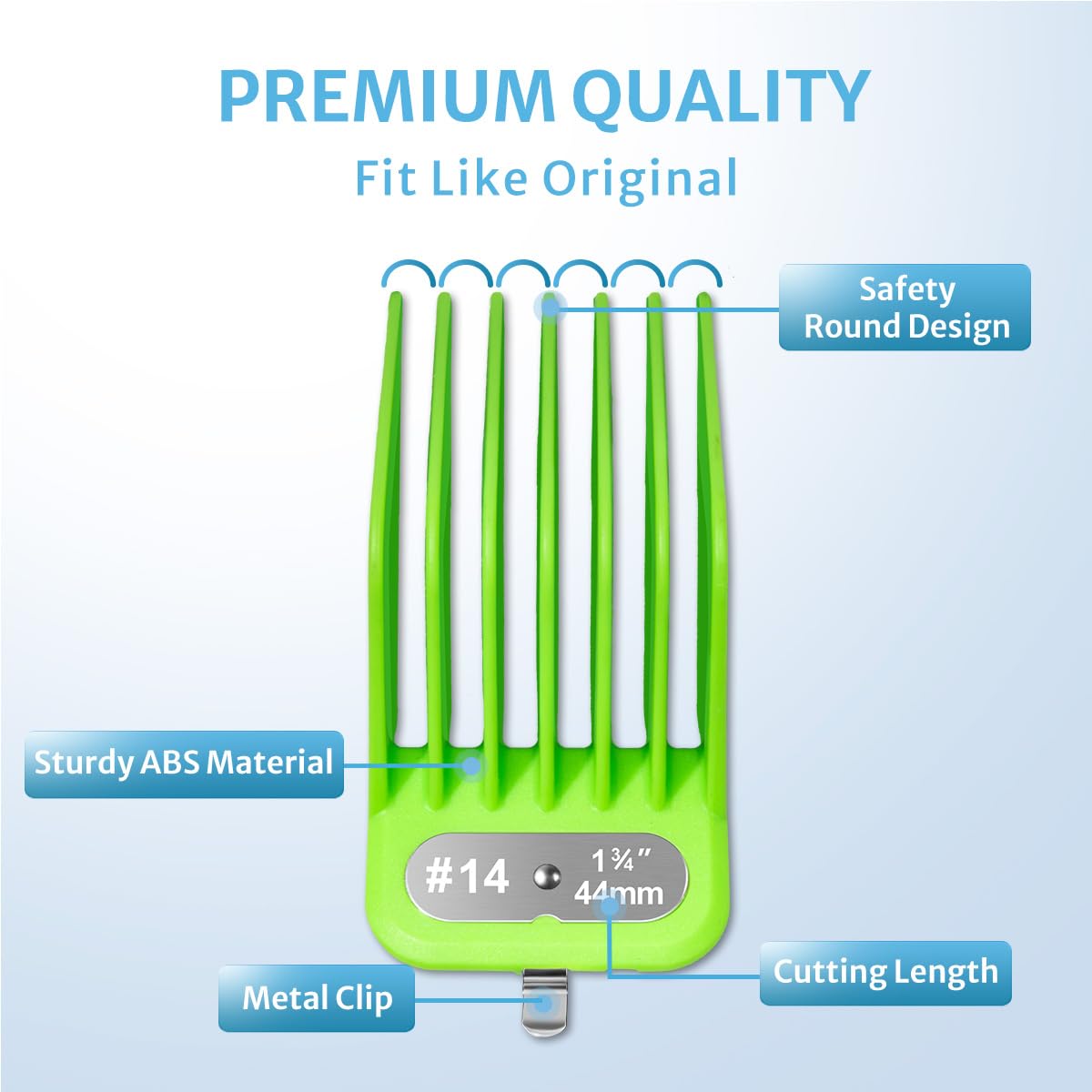 Clipper Guards Set Compatible with Andis Master, Oster Fast Feed, Andis AAC-1, GC, LCL, ML, PM-1, PM-2, PM-4, RCAC, RS-1, US-1, Size: #0 to #8 (Length: 1/16" to 1")