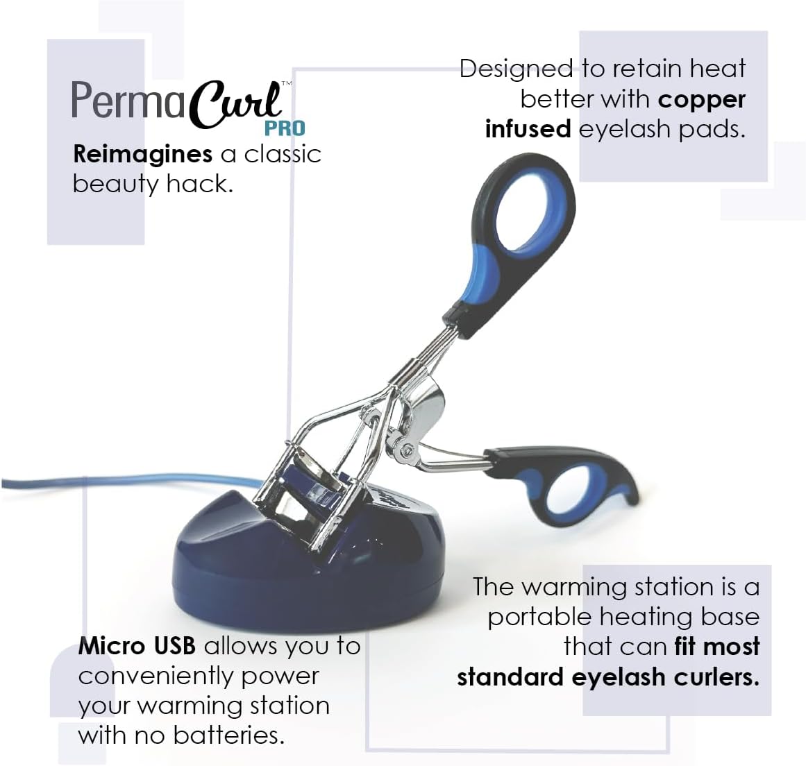 Heated Eyelash Curler - USB Powered Warming Station with Copper Infused Pads | Perfect for Lash Lifts