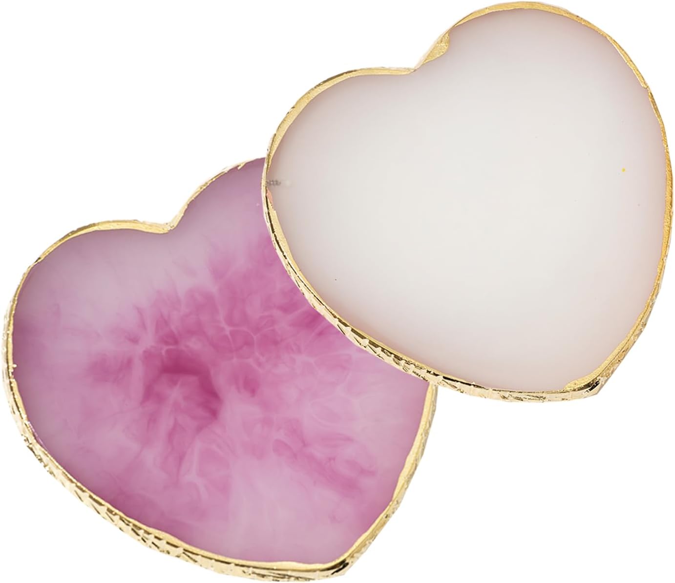 Resin Nail Art Palette Set - 2 Pcs Mixing Tray with Gold Edge | Heart-Shaped White & Purple Design