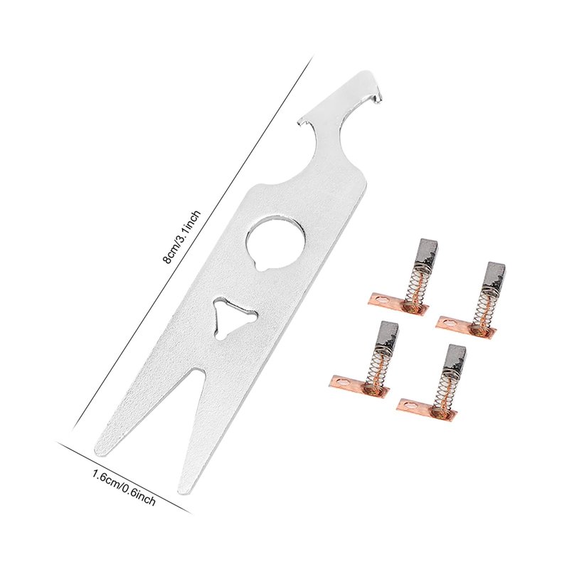 Luatoxry Nail Drill Carbon Brush, 2 Pairs Nail Polishing Parts, Alloy Nail Drill Handpiece Accessories, Polishing Machine Carbon Brush Wrench Set for Home, Salon, 0.6x3.1x0.1in