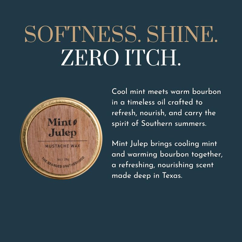 The Bearded Brotherhood Mint Julep Mustache Wax — 1 oz Tin, Strong Hold, Natural & Handcrafted (Bourbon + Mint Scent)