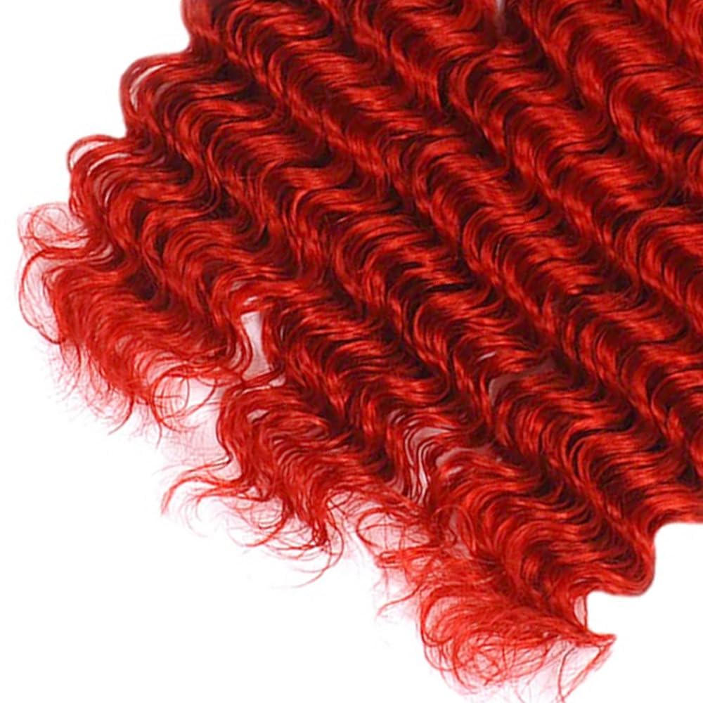 Burgundy Deep Wave Bundles Red Human Hair Bundles 28 30 32 Inch 8A Grade Peruvian Virgin Remy Hair 3 Bundles Fire Red Bundle Hair Weave 300g
