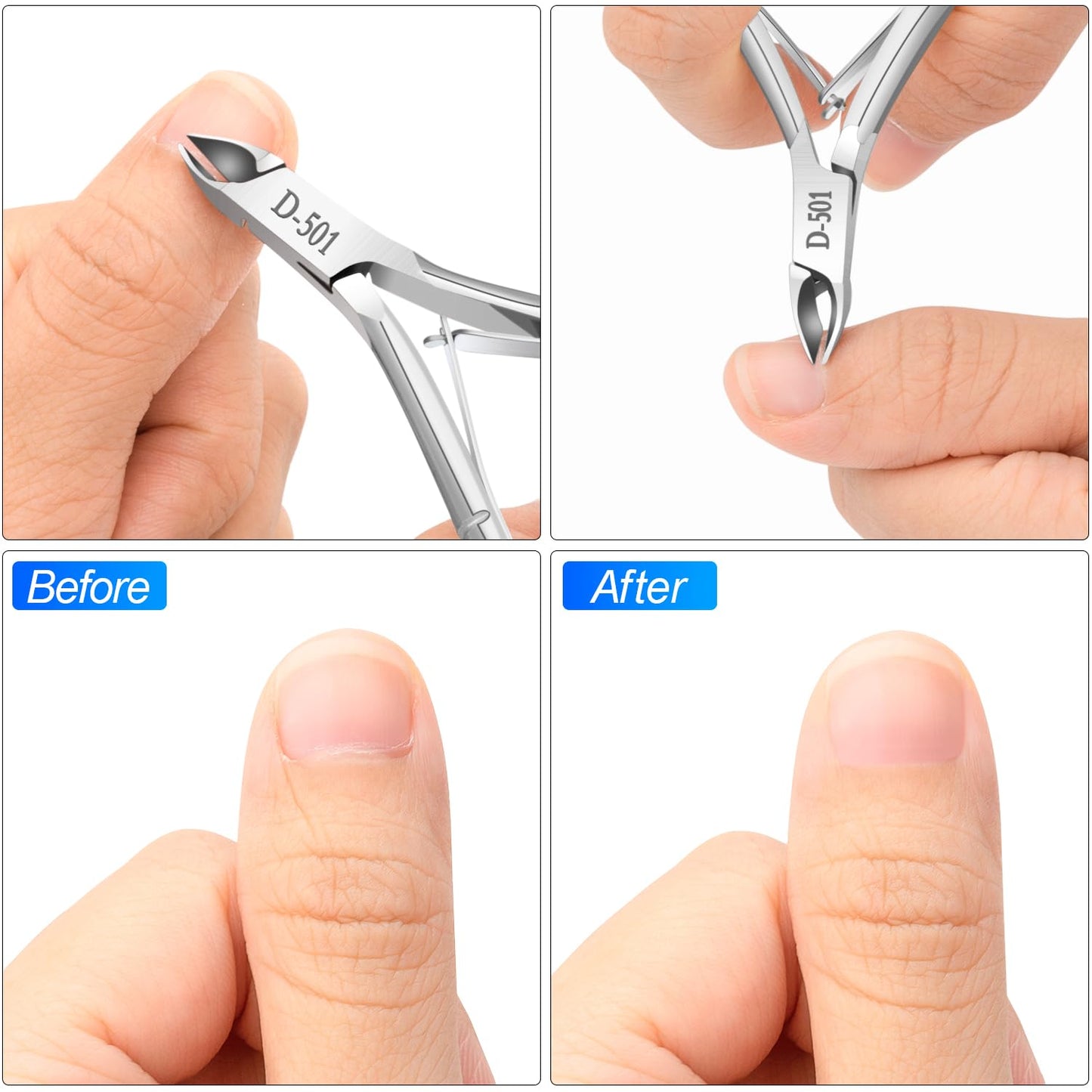4 Packs Cuticle Nipper & Nail Trimmer, Premium Stainless Steel Cuticle Trimmer for Manicure & Pedicure at Home/Spa/Salon [Silver]