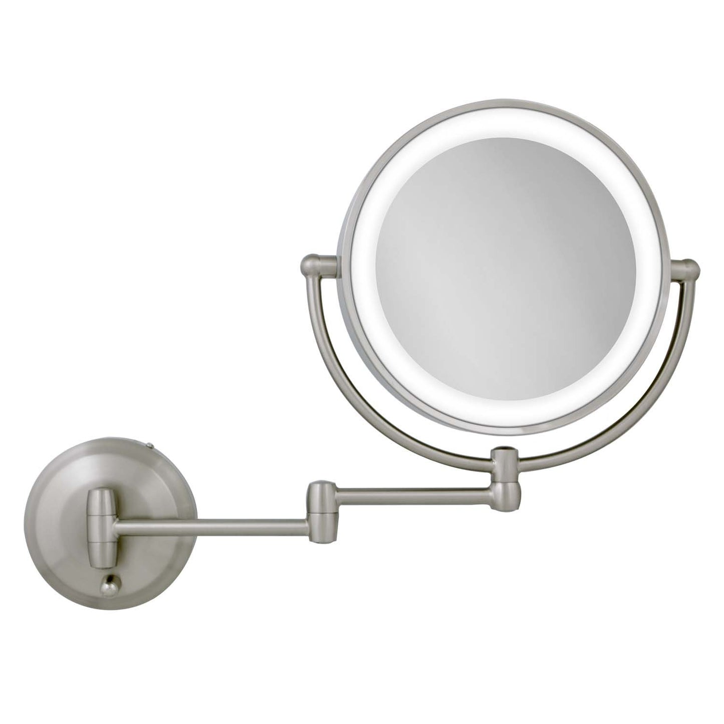 Zadro 11" LED Wall Mounted Makeup Mirror - 5X/1X Shaving Mirror | Cordless Vanity Mirror in Satin Nickel