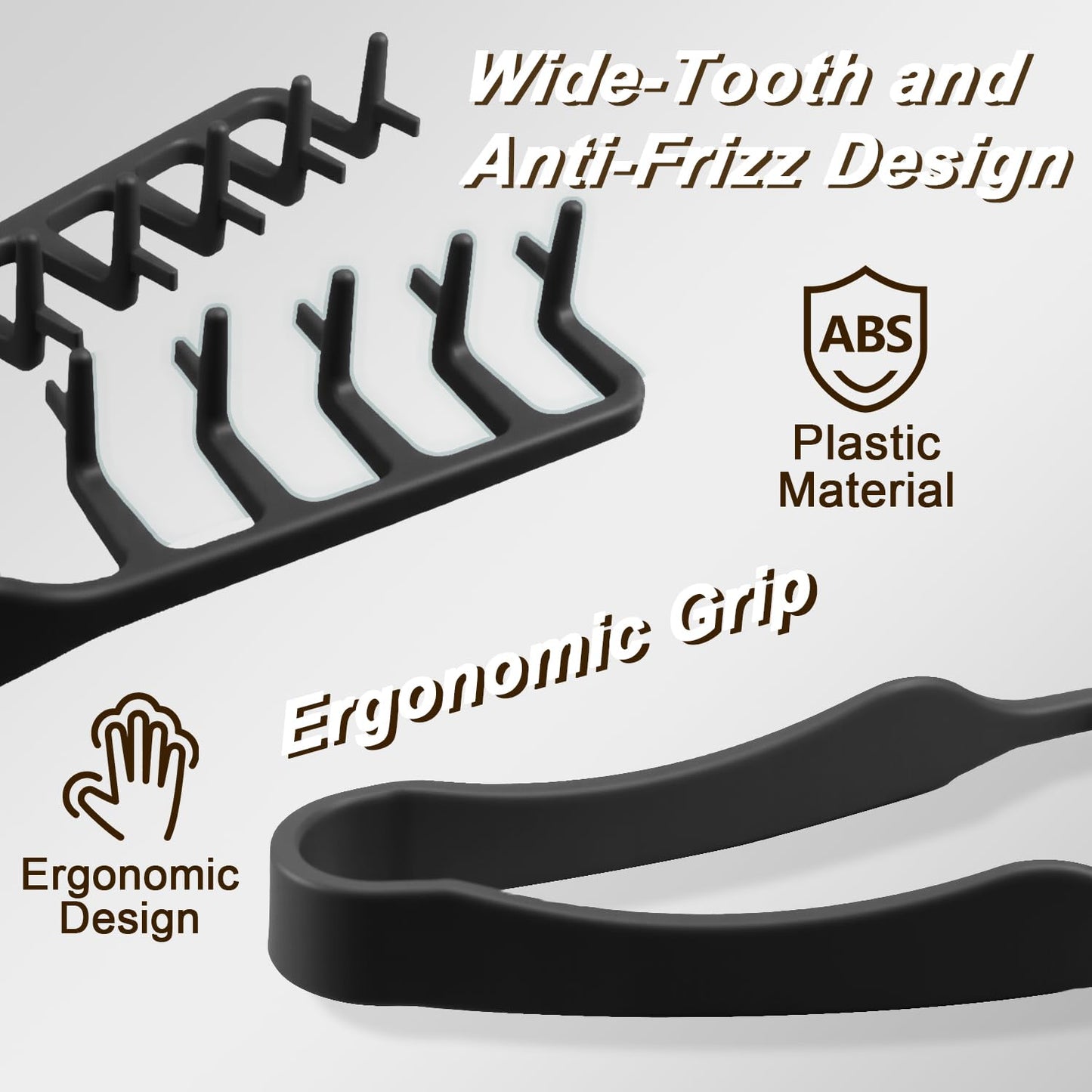 Texture Comb Men, 4 PCS Wide-Tooth Volumizing Combs, Create Fluffy Texture & Clean Part Hairstyles, Made of Durable ABS Plastic