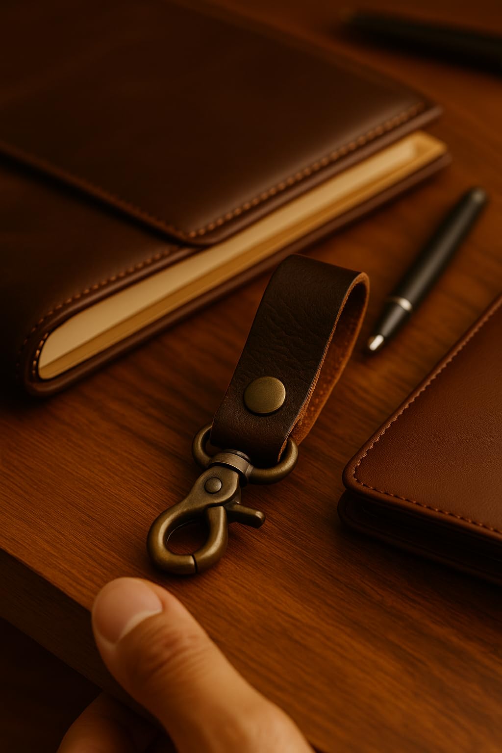 CestAntiQ, Leather Keychain Loop | Belt Key Holder | Everyday Carry | Backpack Organizer | Handmade Keychain | Brown Leather Keyholder | Key Clip Loop | Belt Key Holder :: Brown