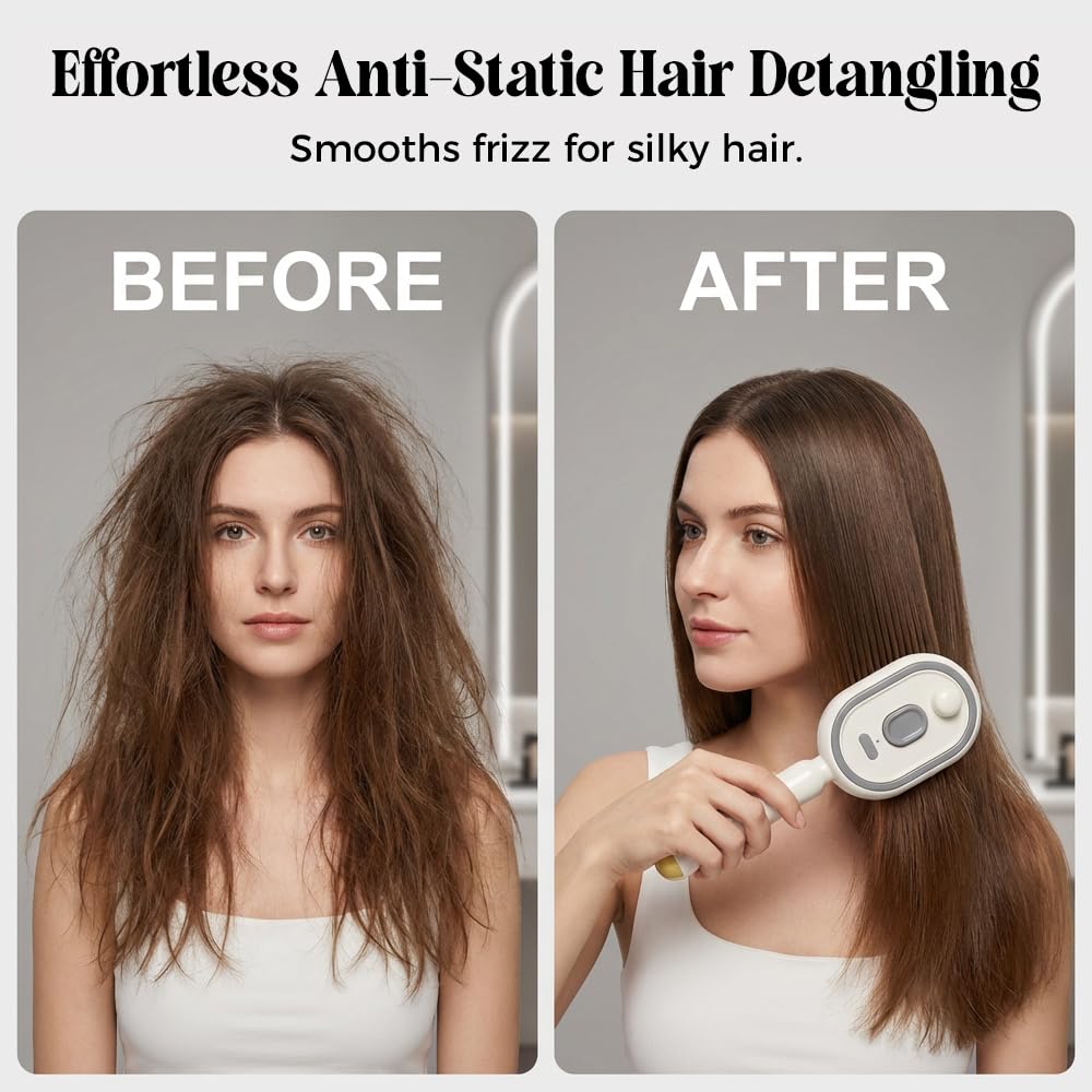 Electric Spray air Cushion Massage Comb, 3-in-1 Electric Mist Spray Hair Brush, Retractable Hairs Massage Brush for Frizzy Hair & Scalp Care, Relieve Hair Tangles & Dryness (Purple)