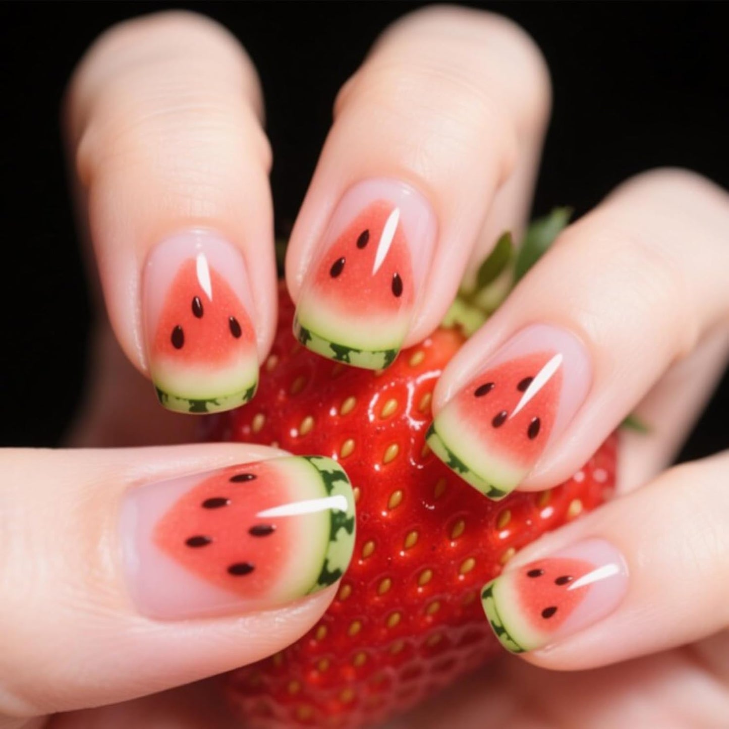 Rainbow Checkered Press-On Nails - Short Square Gradient Fake Nails | 24 Pcs Glossy Reusable Nail Art for Women