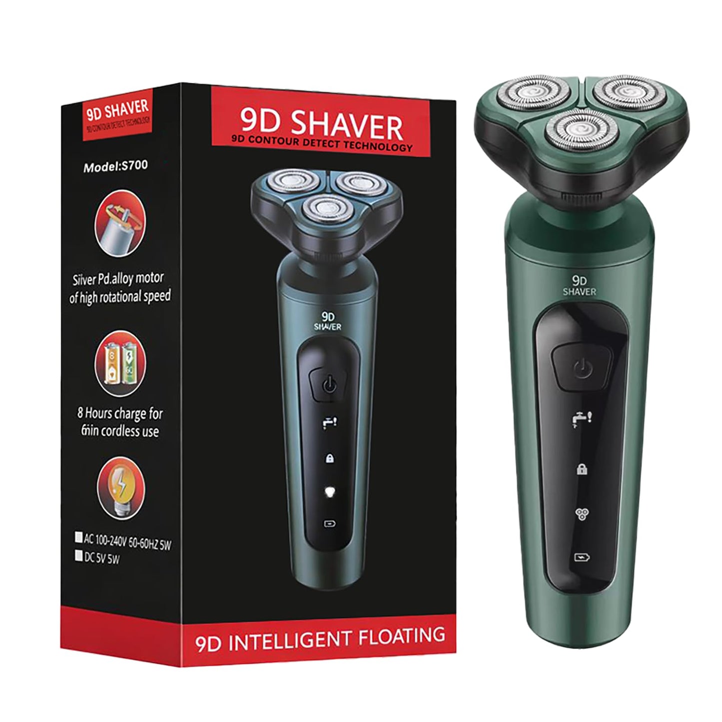 Electric Razor for Men, Rechargeable Rotary Electric Shaver with 3D Floating Heads, Ideal for Travel, Office, and Business Trips (Green)