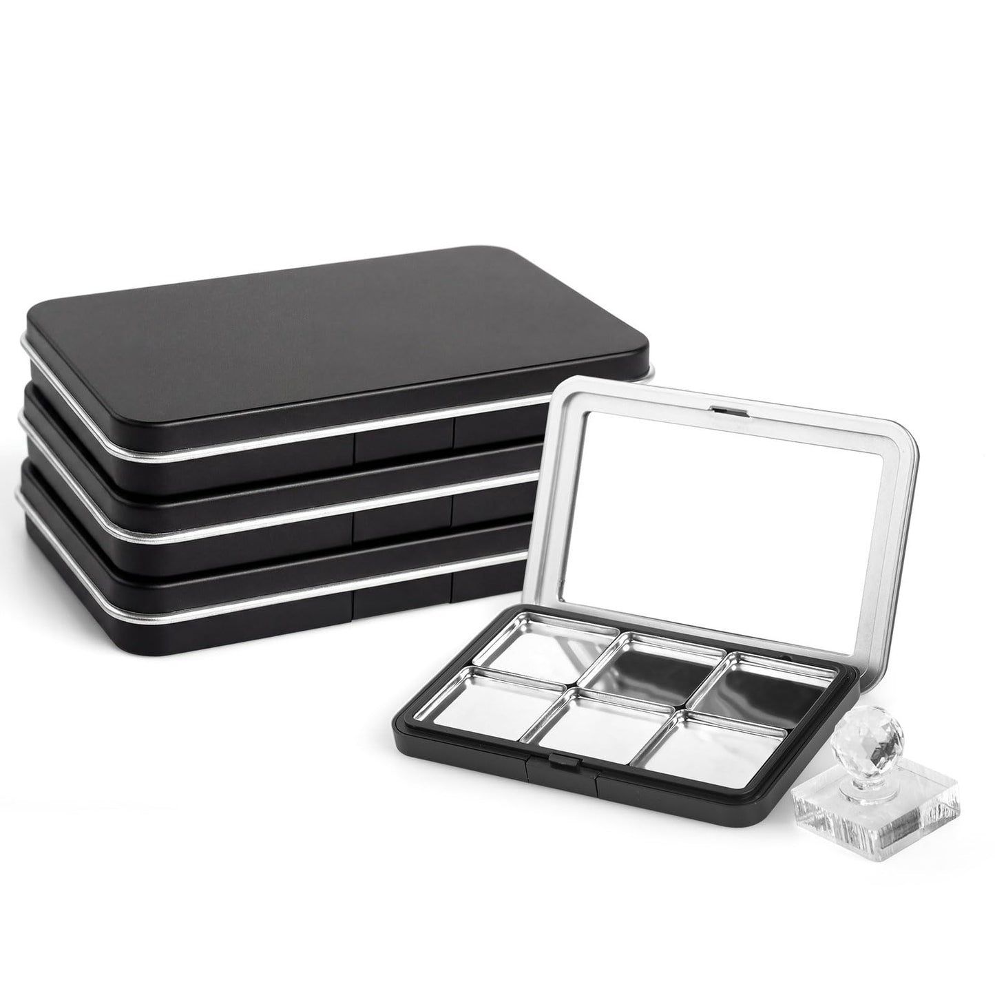 HDFCLUP 3Pcs Empty Magnetic Makeup Palette Set with 18 Metal Pans & Pressing Tool,Refillable DIY Makeup Palette for Eyeshadow Blush Lipstick.Suitable for work, dates, parties, and travel
