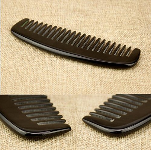 Liasun Handmade Natural Ox Horn Wide Tooth Hair Comb 1 Pack - Anti-Static & Tangle-Free