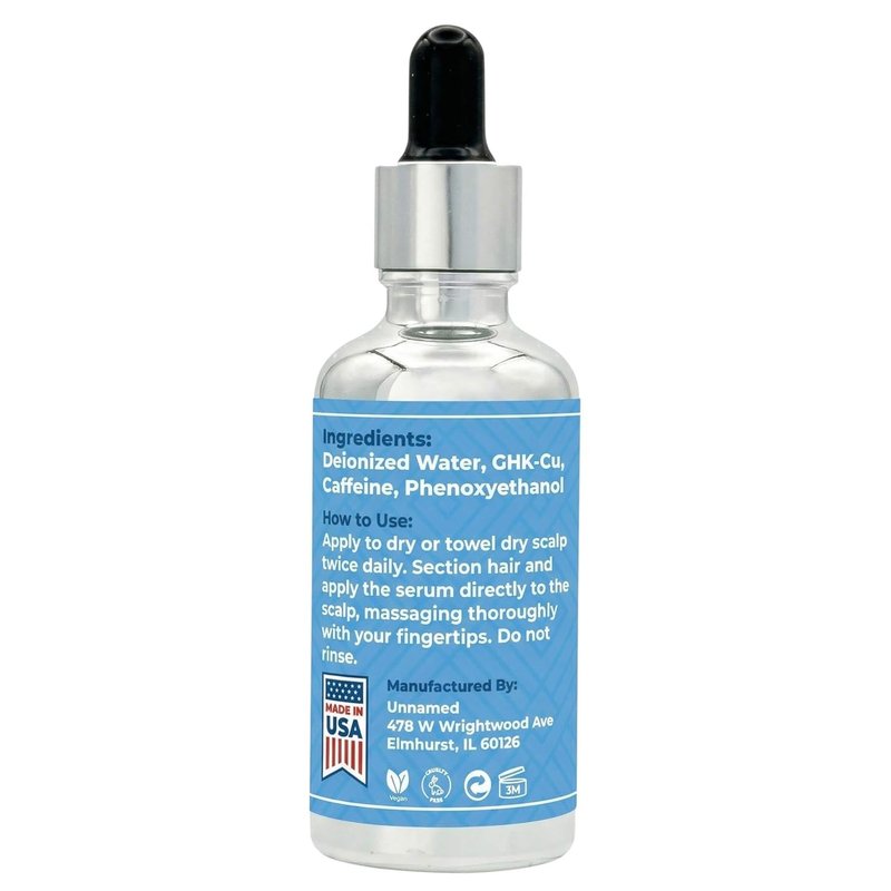 GHK-Cu Copper Peptide Hair Growth Serum - 4000 MG with Caffeine | 2 Pack Dropper & Spray Applicators, Made in USA