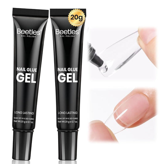 Beetles Nail Glue Gel - Super Strong 2Pcs 20g for Acrylic & Press-On Nails | Clear Summer Nail Art