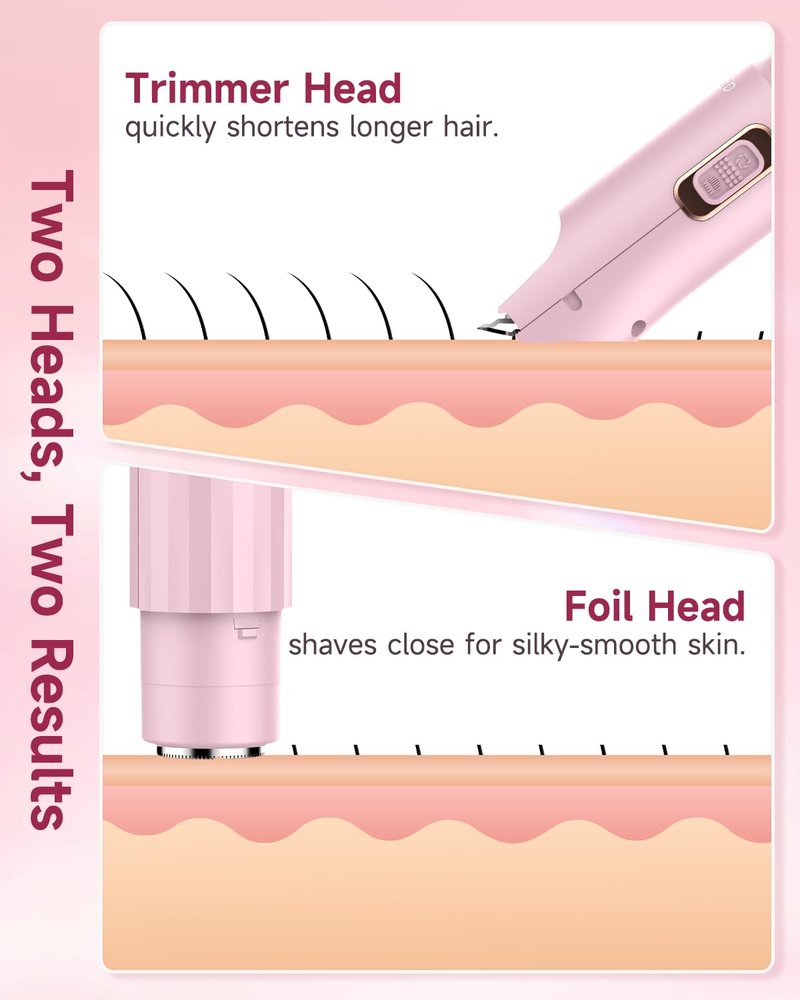 aisleek Bikini Trimmer for Women, 2-in-1 Electric Razor with Trimmer & Foil Shaver, Cordless Rechargeable Body Groomer with Guide Combs, Smooth Hair Removal for Pubic, Legs, Underarms & Face
