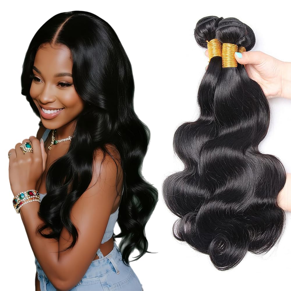 26 28 30 Inch Body Wave Bundles Color #1B Body Wave Bundles Human Hair Natural Black Bundle 150g Unprocessed Virgin Bundle