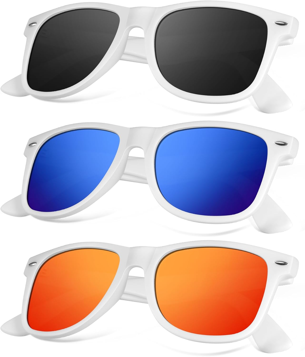 KALIYADI Polarized Sunglasses - Matte Finish, UV Blocking, Color Mirror Lenses | 3-Pack for Men & Women