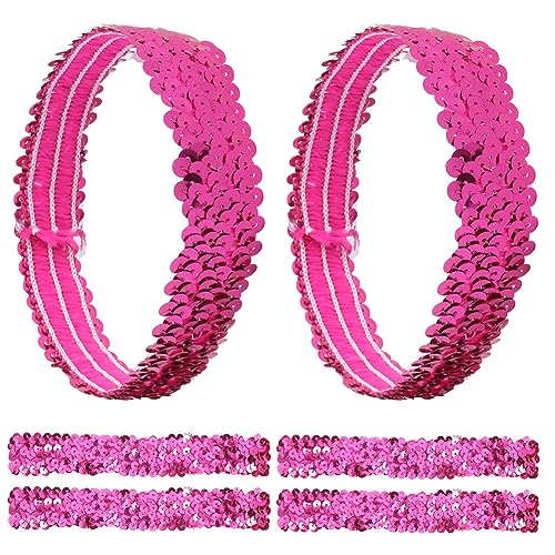 GORGECRAFT 12-Piece Sequin Elastic Headband Set for Sports and Party