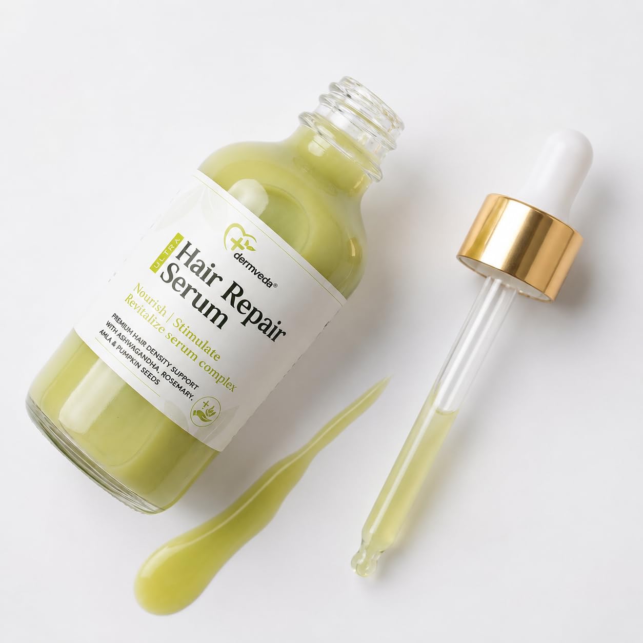 Dermveda Hair Repair Serum with Rosemary, Amla & Ashwagandha, Lightweight Scalp Care Oil for Thinning Hair & Dry Scalp, Herbal Formula, 30 ml