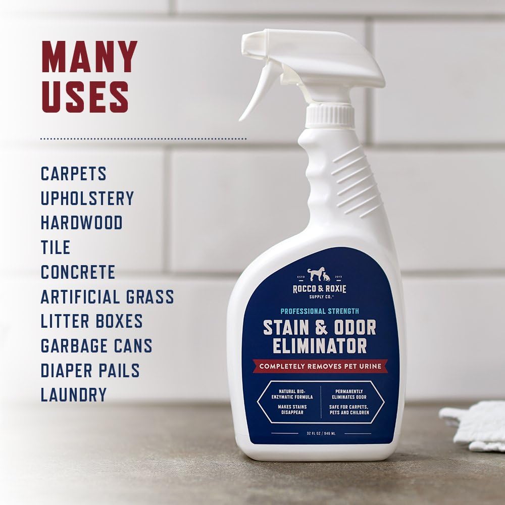 Rocco & Roxie Stain & Odor Eliminator | Enzyme Cleaner for Pet Urine - 32 Fl Oz Carpet Cleaner Spray
