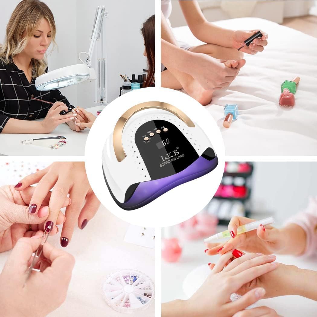 268W UV LED Nail Lamp - Professional Nail Dryer for Gel Polish | 4 Timers, 57 Lamp Beads, Automatic Sensor (White)