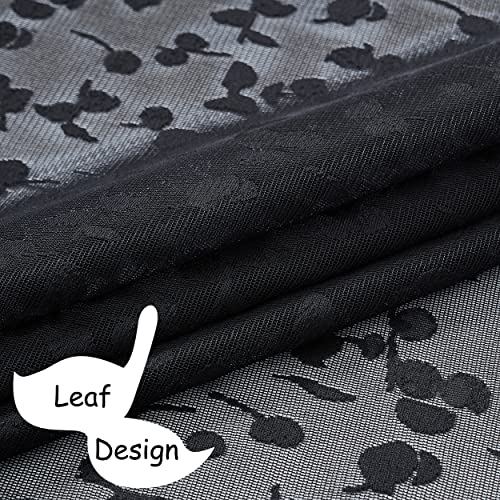 Jubilantex Black Lace Sheer Curtains with Leaf Buds Pattern - 52" W x 63" L, Light Filtering, 2 Panels